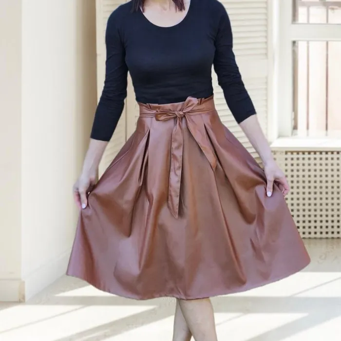 Earrings High Waist Pleather Skirt ZETSKE