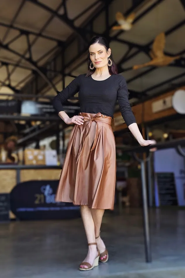 Earrings High Waist Pleather Skirt ZETSKE