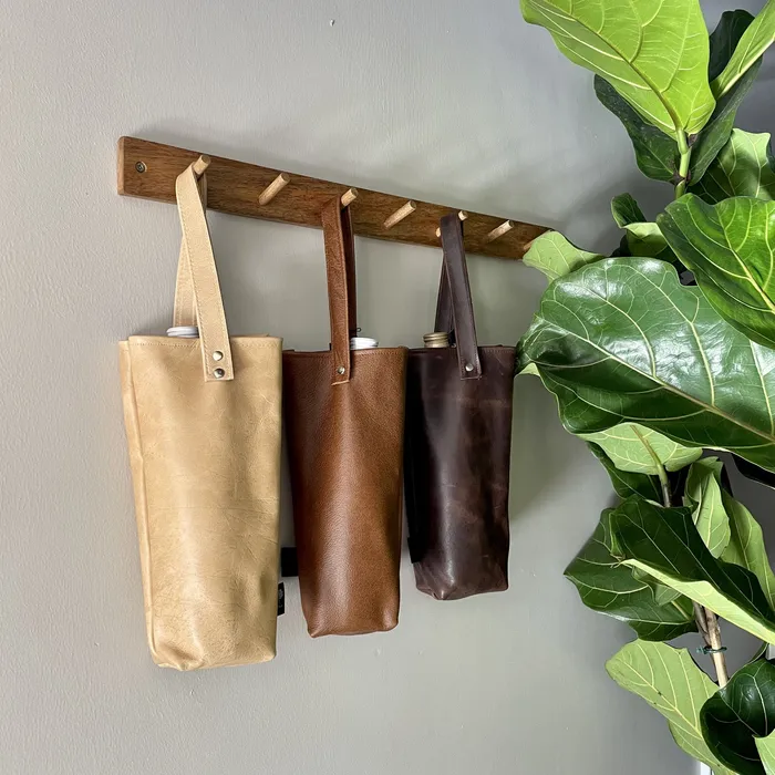 Earrings HJT Leather Wine Bag Tan Single