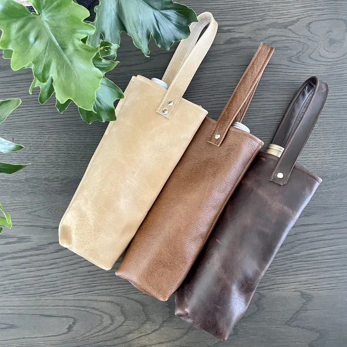 Earrings HJT Leather Wine Bag Tan Single