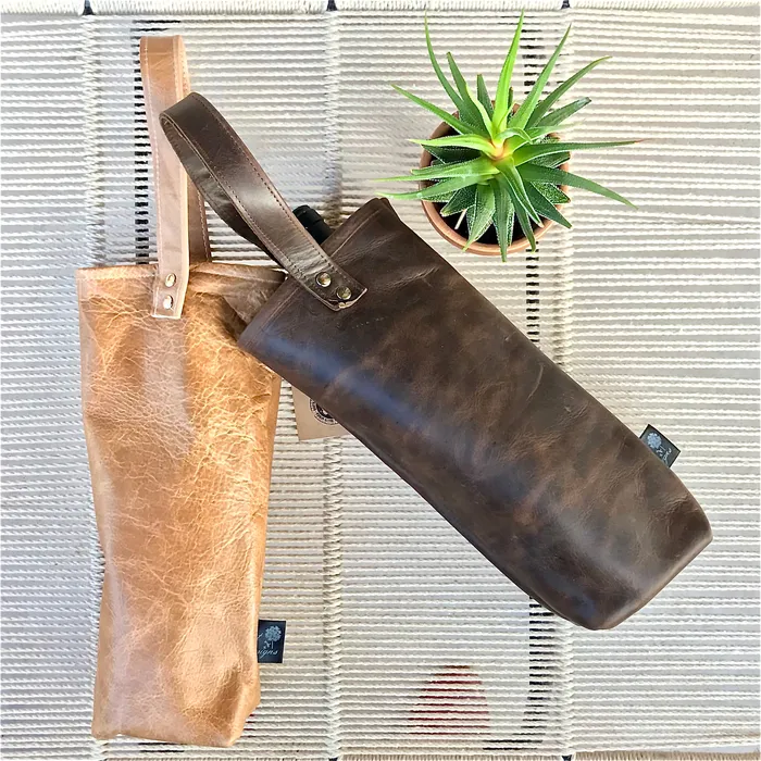 Earrings HJT Leather Wine Bag Tan Single