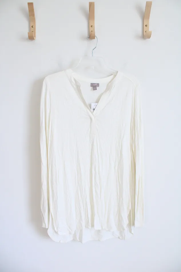 Earrings JJill NEW JJill Stretch Ivory Long Sleeved Tunic Top M