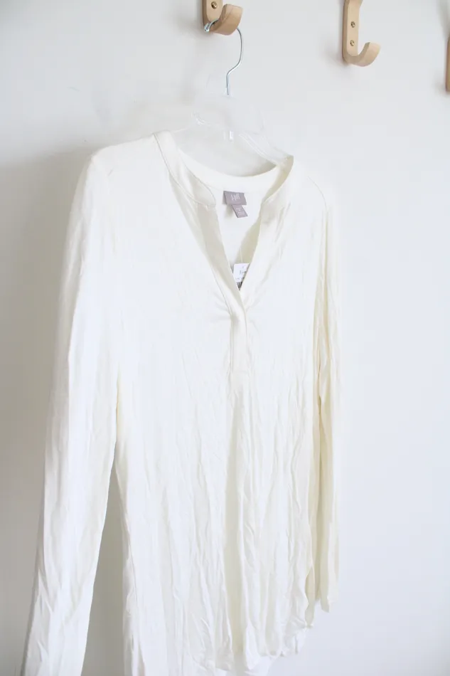 Earrings JJill NEW JJill Stretch Ivory Long Sleeved Tunic Top M