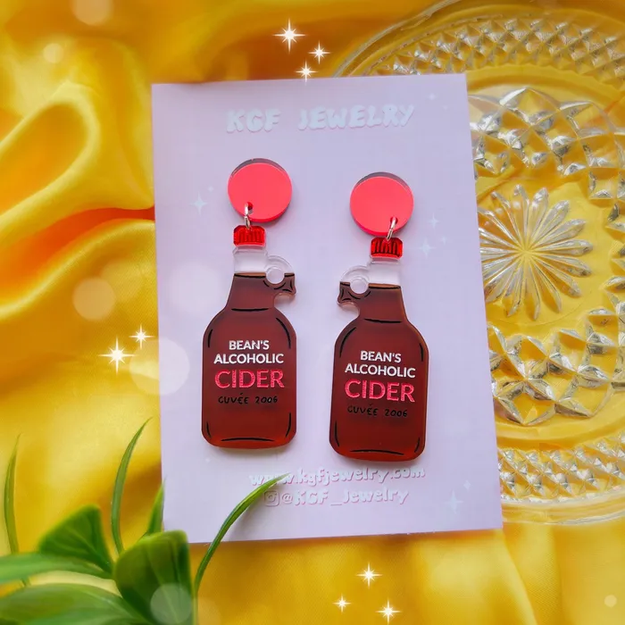 Earrings KGF Jewelry Beans Alcoholic Cider Acrylic Earrings Keychain
