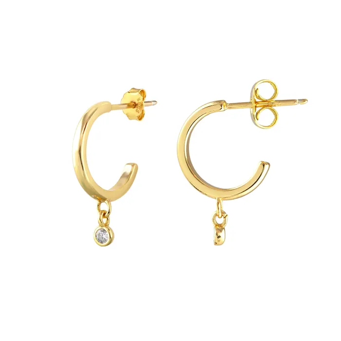 Earrings Kris Nations Huggie Hoop Earrings with Crystal Swing Charm