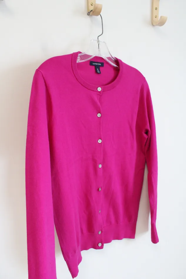 Earrings Lands End Lands End Pink Button Down Cardigan S