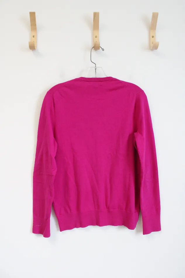 Earrings Lands End Lands End Pink Button Down Cardigan S