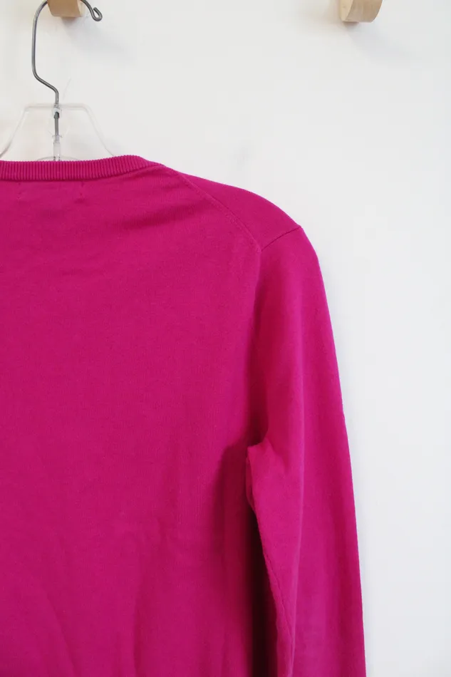 Earrings Lands End Lands End Pink Button Down Cardigan S