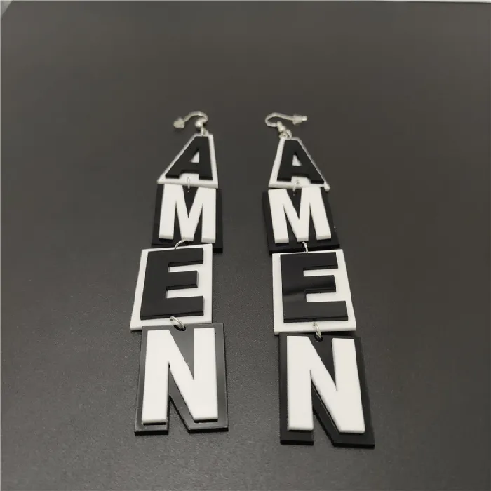 Earrings Lords Guidance Christian Large Dangle Amen Earrings