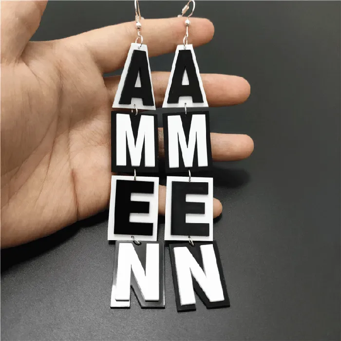 Earrings Lords Guidance Christian Large Dangle Amen Earrings