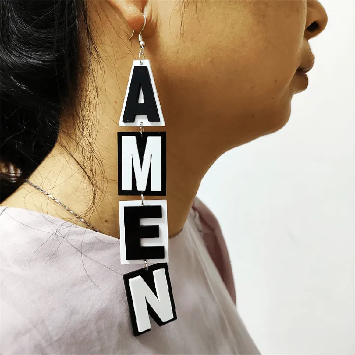 Earrings Lords Guidance Christian Large Dangle Amen Earrings