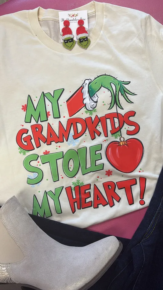 Earrings LUCKY AND BLESSED LIFE MY GRANDKIDS STOLE MY HEART TEE CREAM