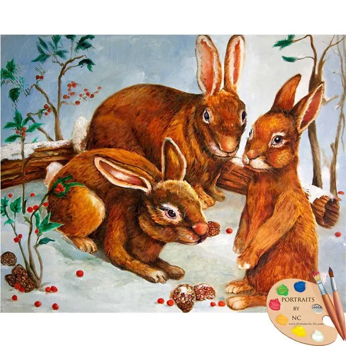 Earrings Luma Rabbits in Snow Acrylic Print