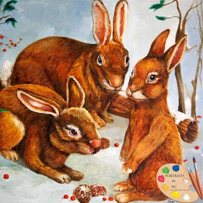 Earrings Luma Rabbits in Snow Acrylic Print