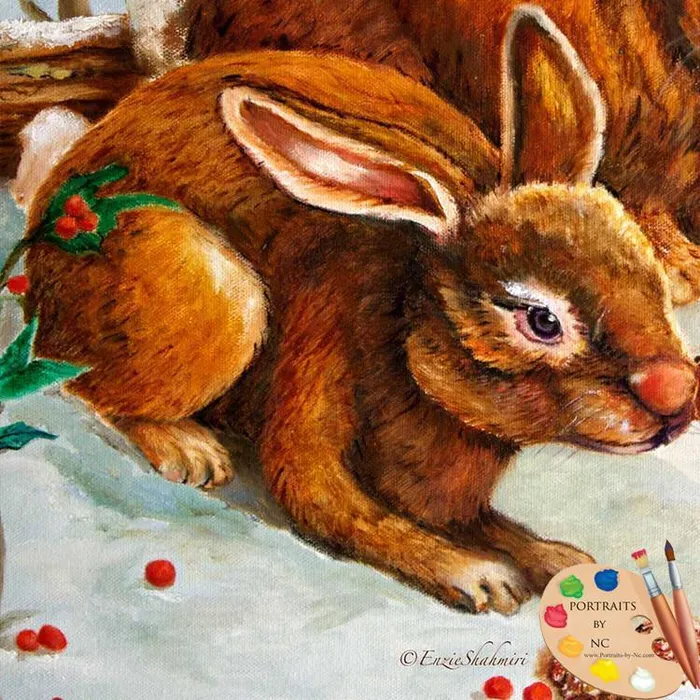 Earrings Luma Rabbits in Snow Acrylic Print