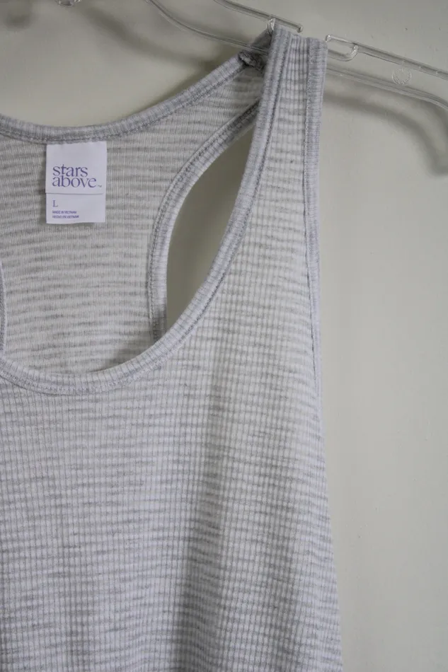 Earrings NEW Stars Above Soft Gray Striped Tank L Stars Above