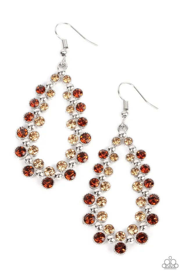 Earrings Paparazzi Accessories Its About to GLOW Down Brown