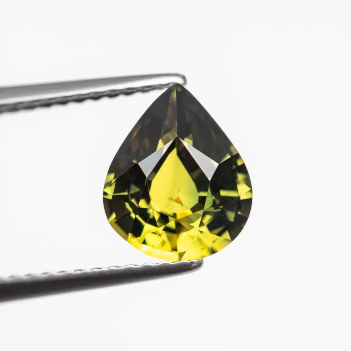 Earrings Parti TealYellow Brilliant Sapphire 210ct Pear Misfit Gems