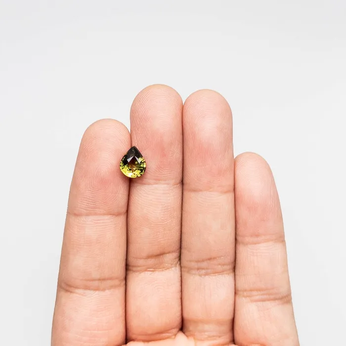 Earrings Parti TealYellow Brilliant Sapphire 210ct Pear Misfit Gems
