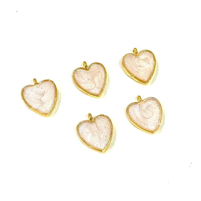 Earrings Peppy Beads 24Kt Gold Plated Ivory Enamelled Heart Charms 5 pcs in a Pack Earrings Peppy Beads 24Kt Gold Plated Ivory Enamelled Heart Charms 5 pcs in a Pack