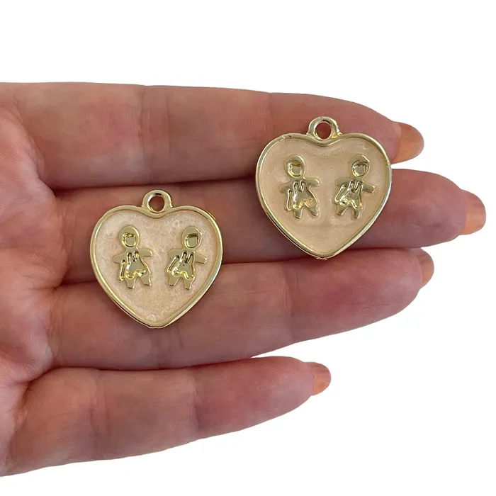 Earrings Peppy Beads 24Kt Gold Plated Ivory Enamelled Heart Pendants 2 pcs in a pack Earrings Peppy Beads 24Kt Gold Plated Ivory Enamelled Heart Pendants 2 pcs in a pack
