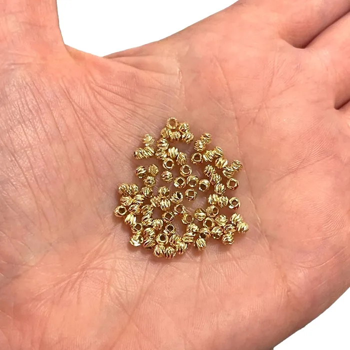 Earrings Peppy Beads 24Kt Gold Plated Laser Cut 3mm Spacer Beads 24Kt Gold Plated 3mm Dorica Spacer Beads 100 beads in a pack Earrings Peppy Beads 24Kt Gold Plated Laser Cut 3mm Spacer Beads 24Kt Gold Plated 3mm Dorica Spacer Beads 100 beads in a pack