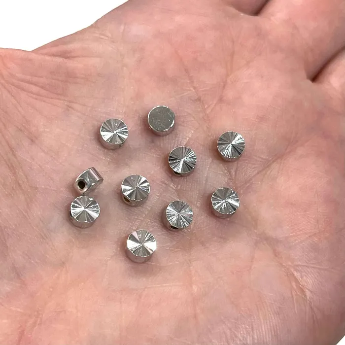 Earrings Peppy Beads 5mm Rhodium Plated Spacer Charms 10 pcs in a pack