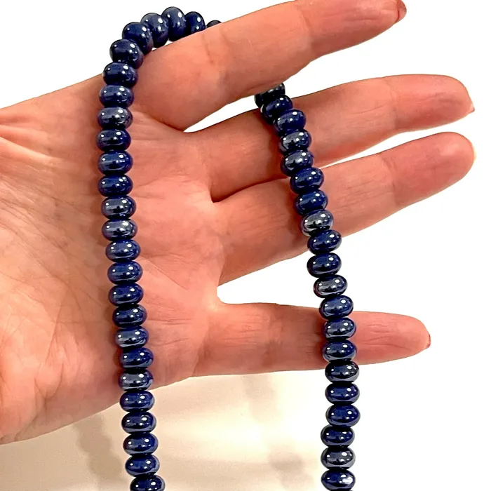 Earrings Peppy Beads Navy Ceramic Rondelle Beads 10 pcs in a pack