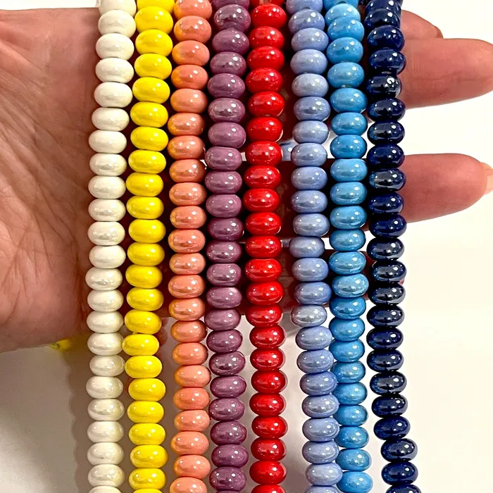 Earrings Peppy Beads Navy Ceramic Rondelle Beads 10 pcs in a pack