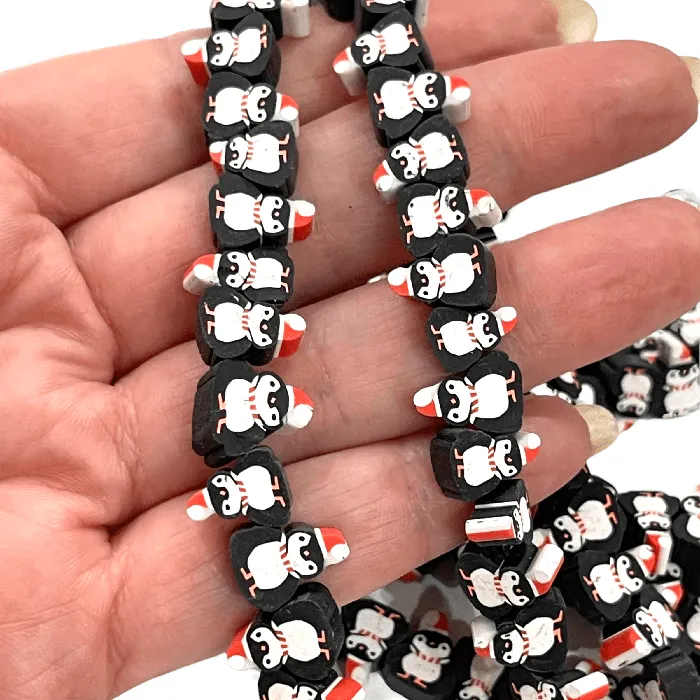 Earrings Peppy Beads Polymer Clay Penguin Charms10 Beads in a Pack