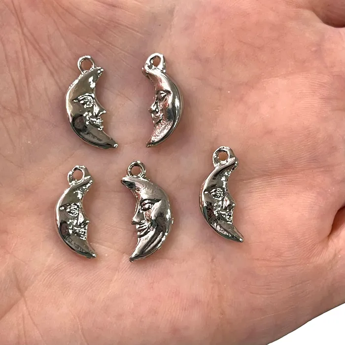 Earrings Peppy Beads Rhodium Plated Crescent Charms 5 pcs in a pack