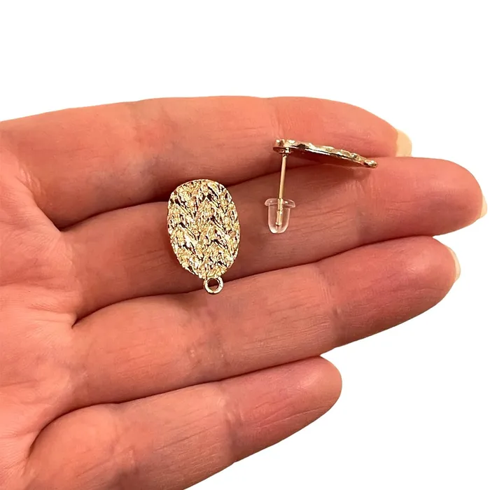 Earrings Peppy Beads Rose Gold Plated Brass Oval Stud Earrings 2 pcs in a pack