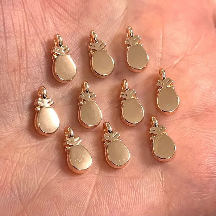 Earrings Peppy Beads Rose Gold Plated Pineapple Charms 10 pcs in a pack