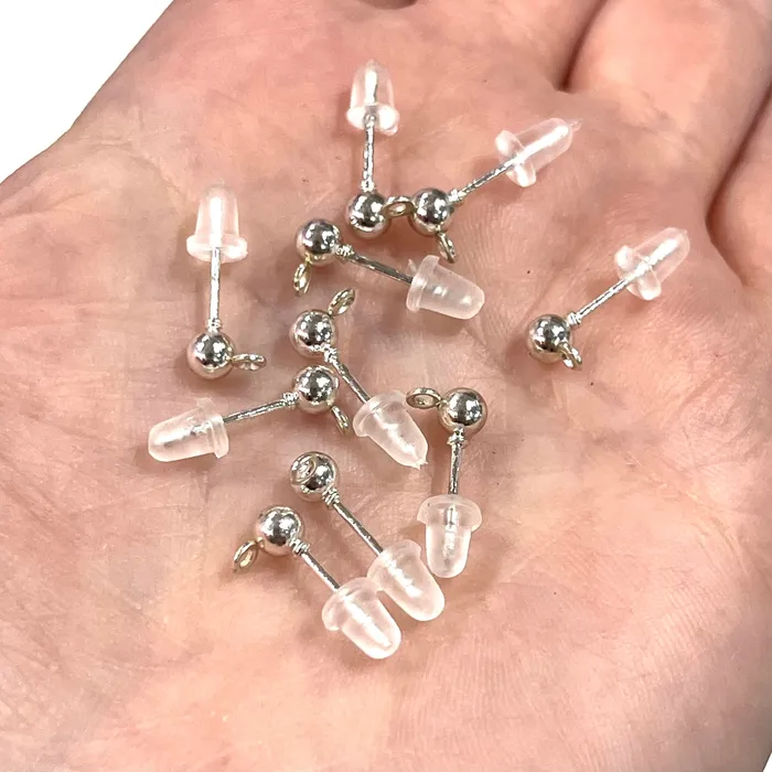 Earrings Peppy Beads Silver Plated 4mm Ball Post Earring Ball Stud Earring With Loop 10 Pcs in a PackNEW Earrings Peppy Beads Silver Plated 4mm Ball Post Earring Ball Stud Earring With Loop 10 Pcs in a PackNEW