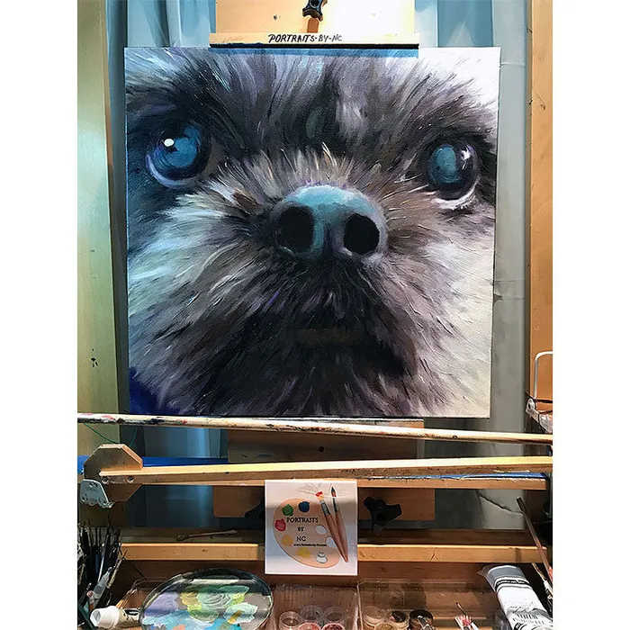 Earrings Portraits by NC Large Shih Tzu Dog Oil Portrait
