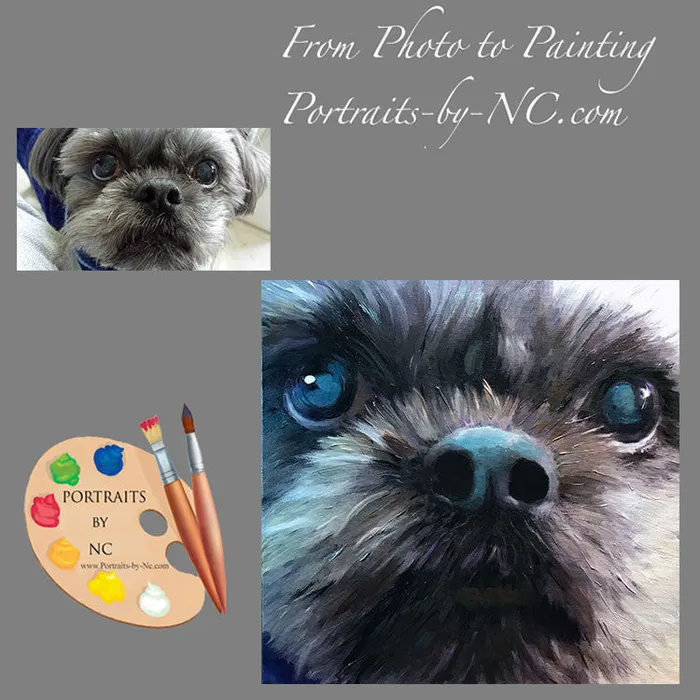 Earrings Portraits by NC Large Shih Tzu Dog Oil Portrait