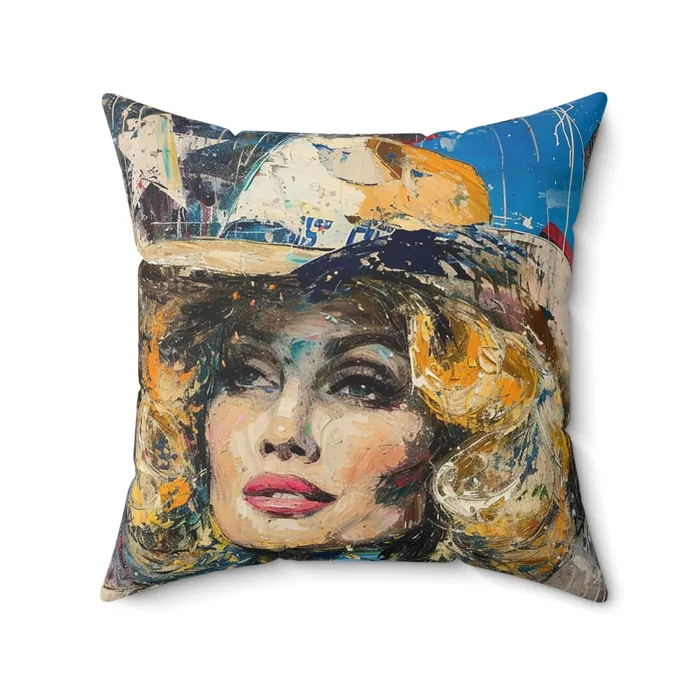 Earrings Portraits by NC Spun Polyester Square Pillow Country Queen Western Themed