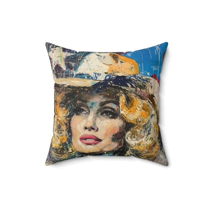 Earrings Portraits by NC Spun Polyester Square Pillow Country Queen Western Themed