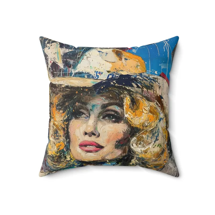 Earrings Portraits by NC Spun Polyester Square Pillow Country Queen Western Themed