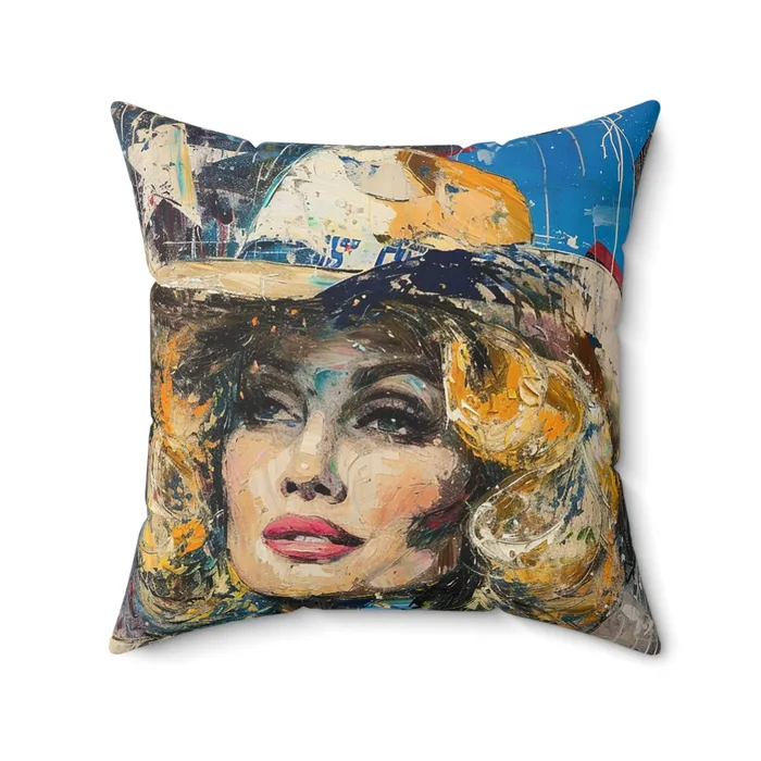 Earrings Portraits by NC Spun Polyester Square Pillow Country Queen Western Themed