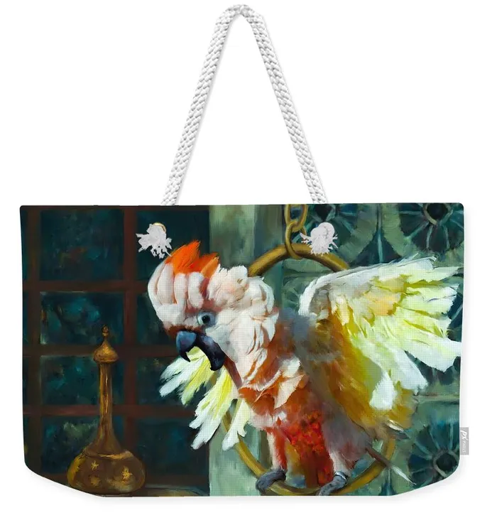Earrings Portraits by NC Tango The Moluccan Cockatoo Weekender Tote Bag
