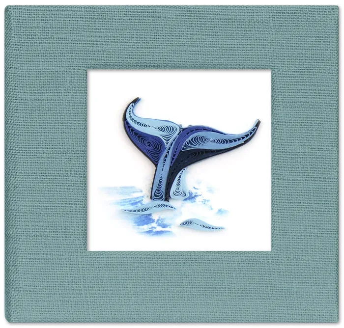 Earrings QUILLINGCARD Quilled Whale Tail Linen Sticky Note Pad Cover