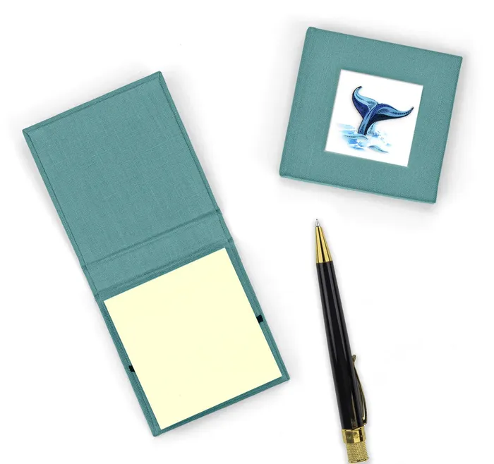 Earrings QUILLINGCARD Quilled Whale Tail Linen Sticky Note Pad Cover