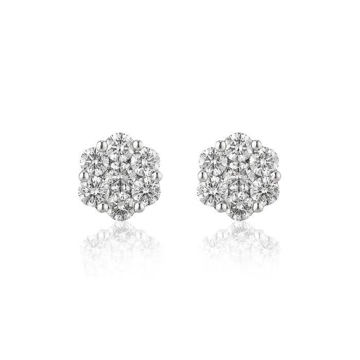 Earrings RACHEL LYNN CHICAGO 18 Karat White Gold Floral Stud Earrings 250cts