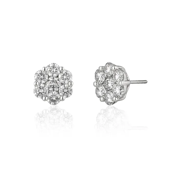 Earrings RACHEL LYNN CHICAGO 18 Karat White Gold Floral Stud Earrings 250cts