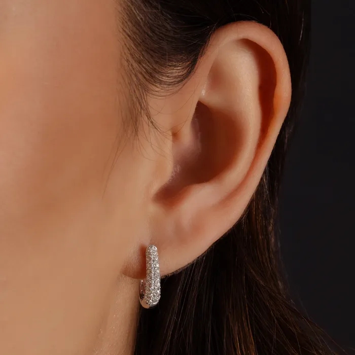 Earrings RACHEL LYNN CHICAGO Everyday Pave Diamond 15mm Hoops