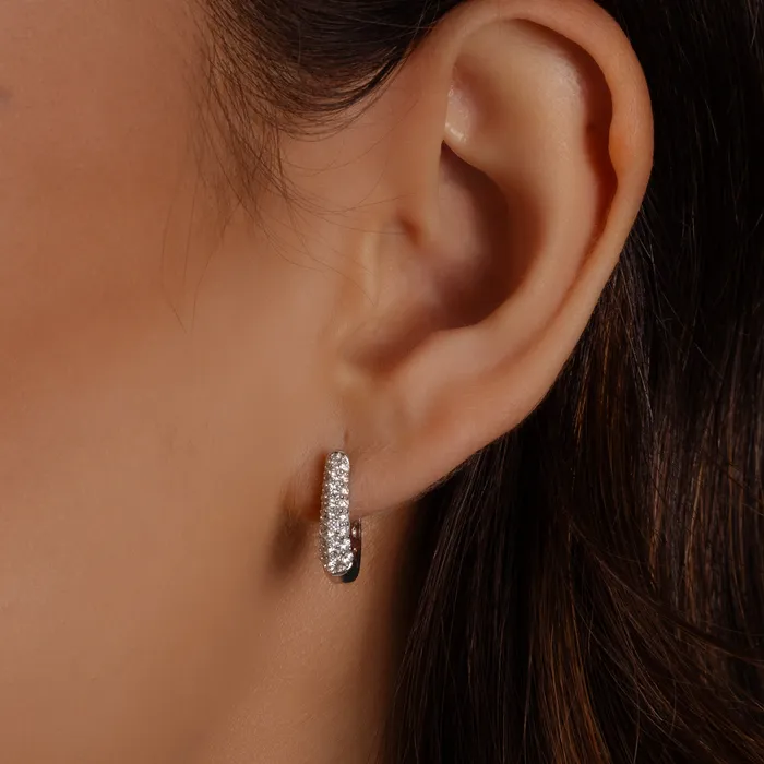 Earrings RACHEL LYNN CHICAGO Everyday Pave Diamond 15mm Hoops