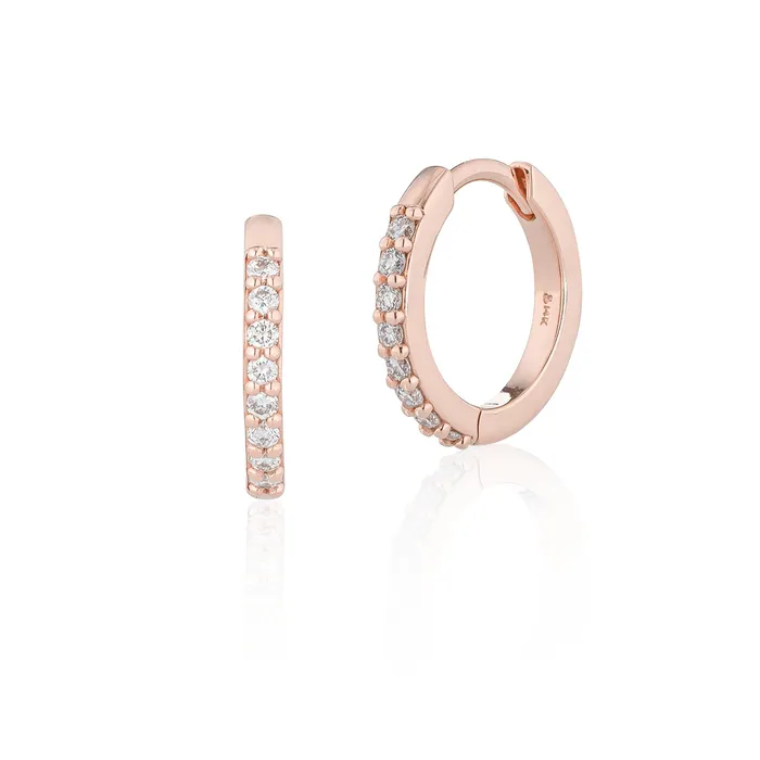 Earrings RACHEL LYNN CHICAGO Small Gold Diamond Huggie 125mm