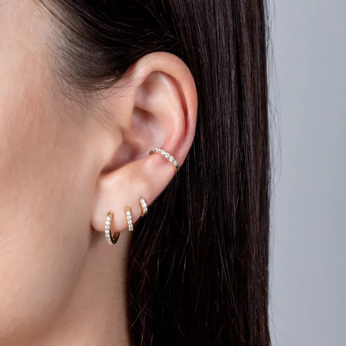 Earrings RACHEL LYNN CHICAGO Small Gold Diamond Huggie 125mm