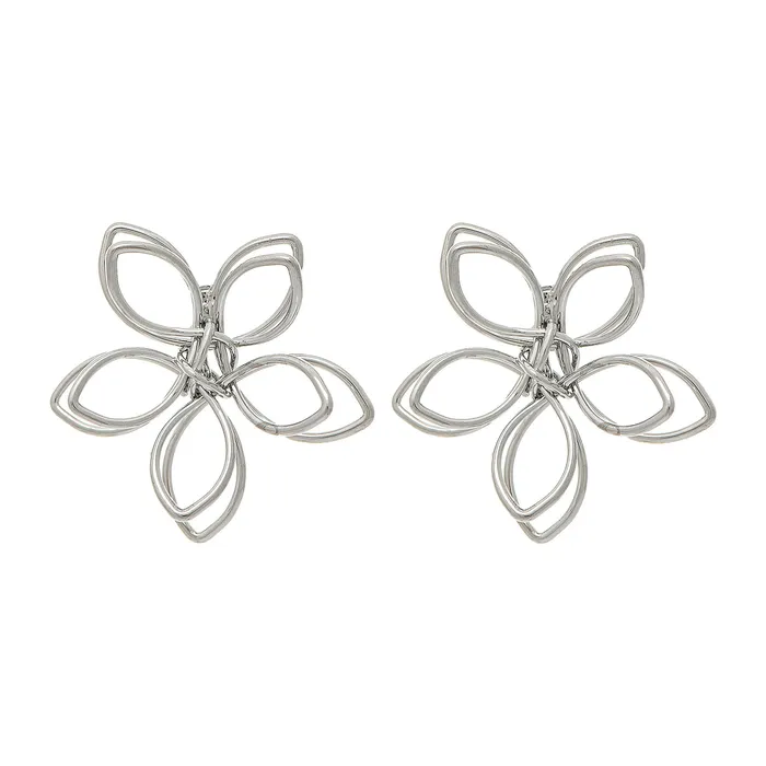 Earrings RAINJEWELRY Rain Small 3D Silver Wire Flower Post Earrings